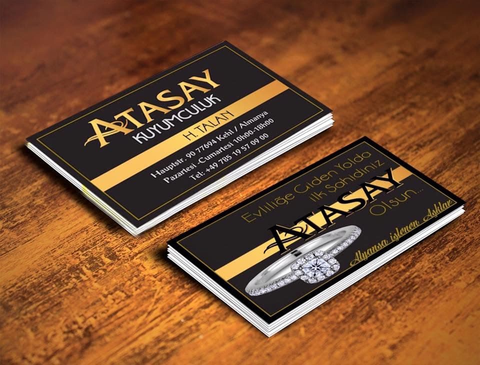 Cartes de visite Atasay imprimées pour une entreprise locale