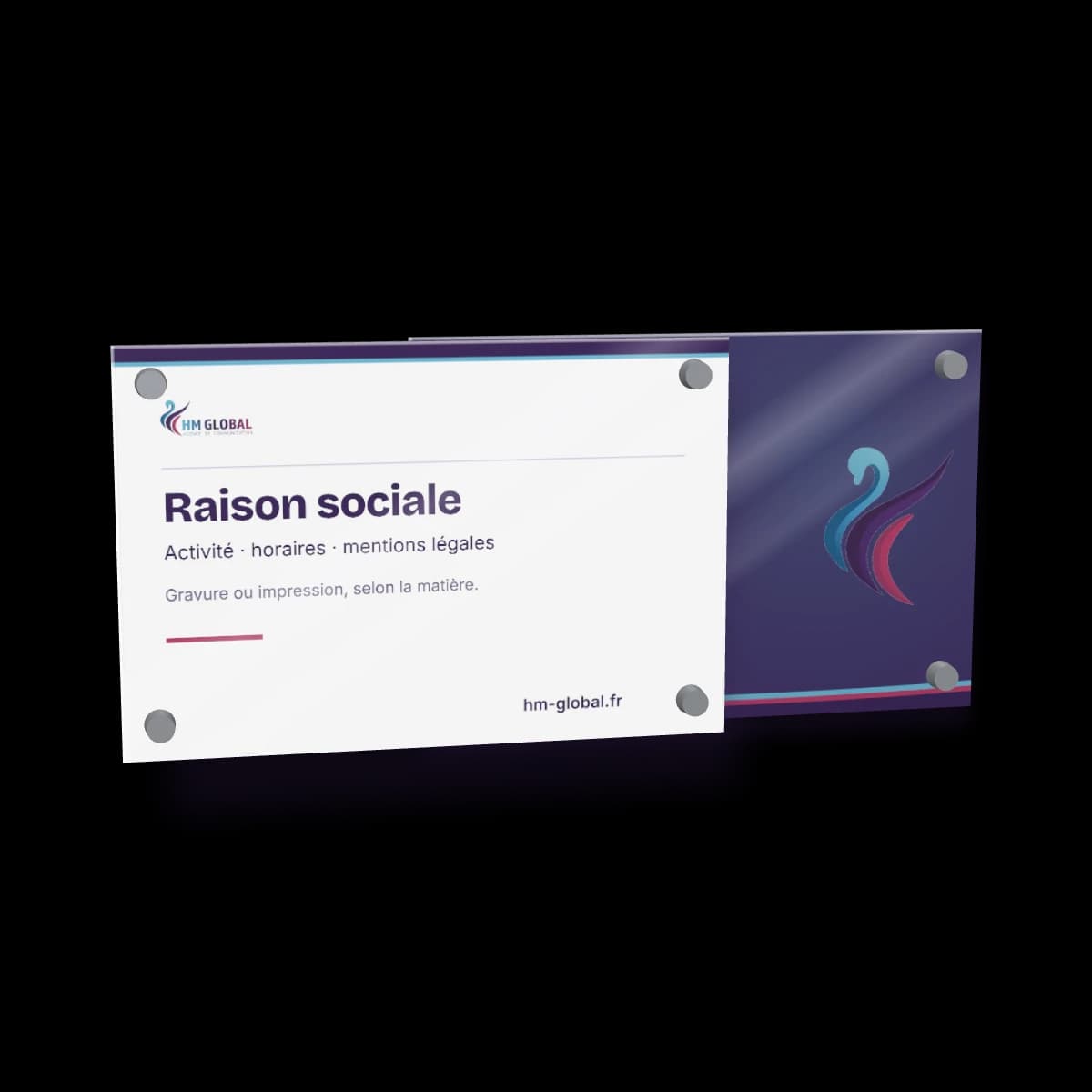 Plaque professionnelle plexi — 30 × 20 cm